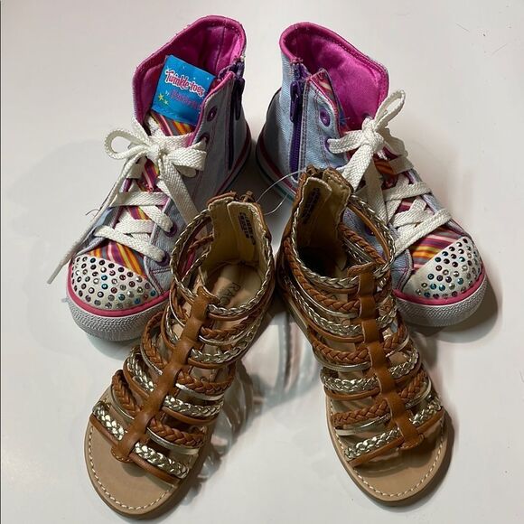 Racheal Zoe Skechers Little Girls Bundle of 2 Sandals Sneakers Sz 12 - Picture 1 of 14